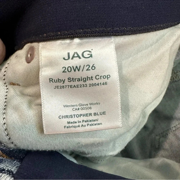 JAG Ruby Mid-Rise Straight Crop Christopher Blue Raw Hem Denim Size 20W NWT - Picture 7 of 11
